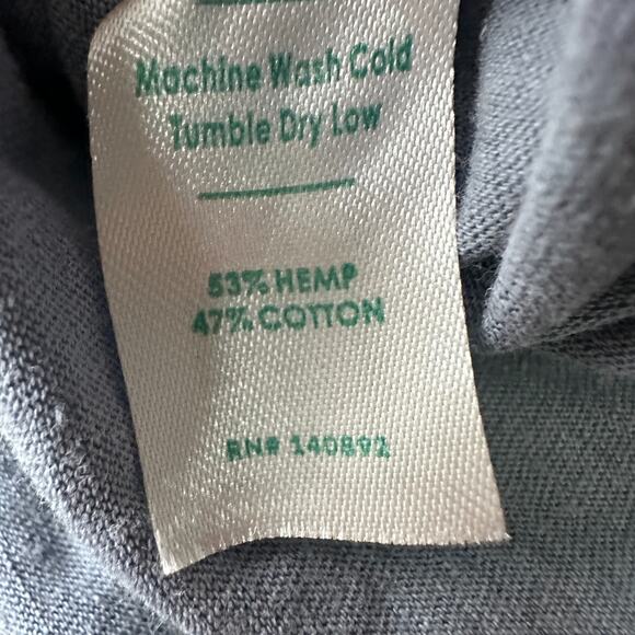 Marine Layer Henley T-Shirt Mens Large Blue Hemp Cotton Short Sleeve Button - Picture 7 of 10